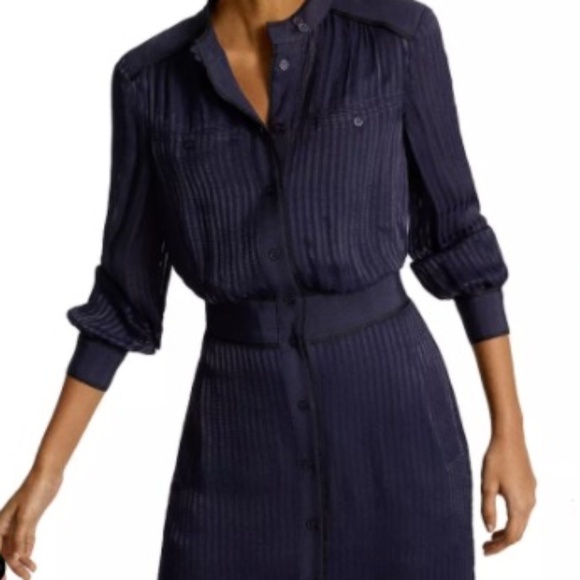 Reiss Sophia Textured Stripe Shirtdress Sz 6 - Picture 1 of 10